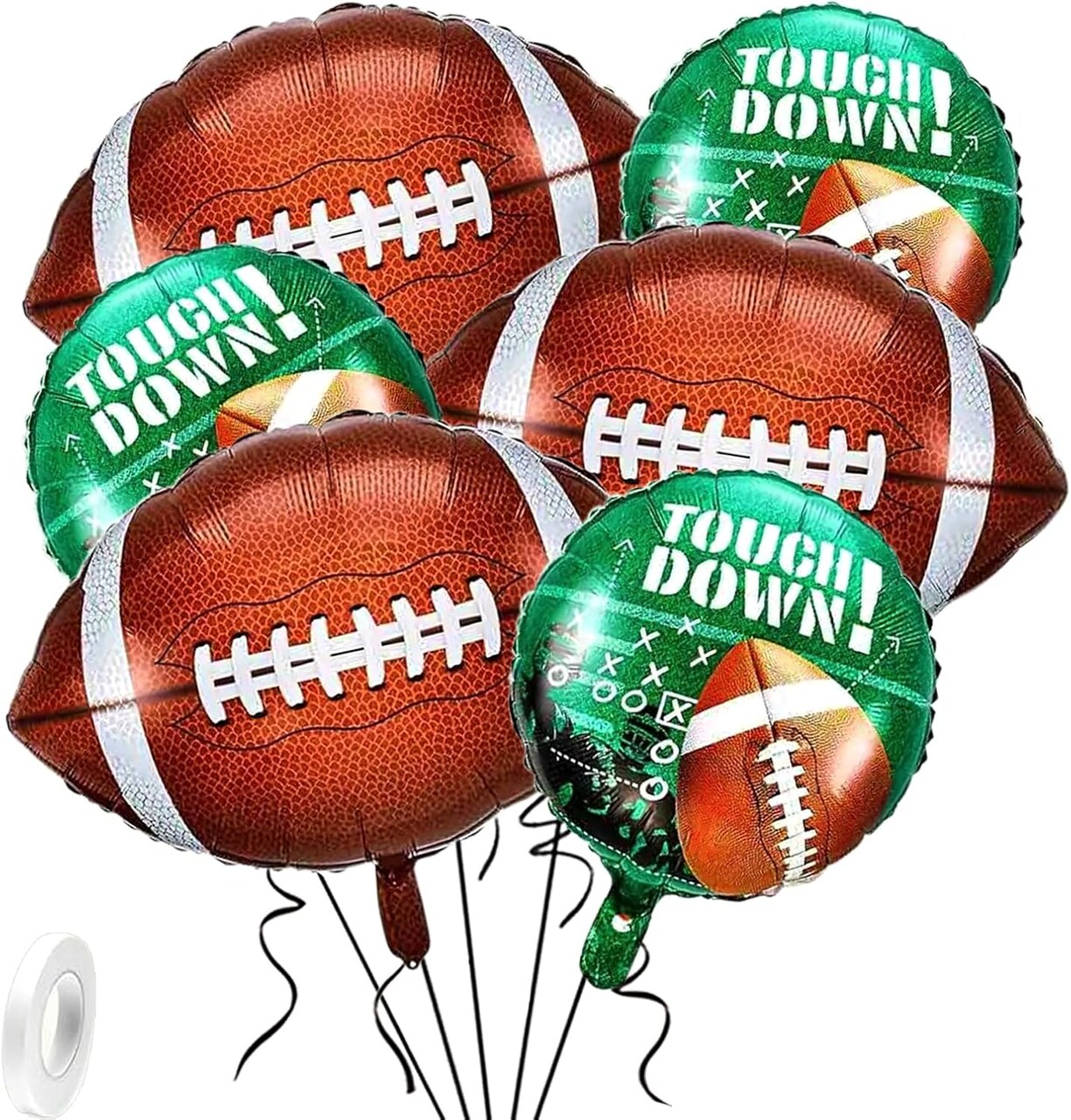 6Pcs Football Party Supplies Kit 3Pcs 26inch Football Balloons & 3Pcs 18inch Field for Birthday Celebrations, Football Party Decorations & Sports-Themed Decor